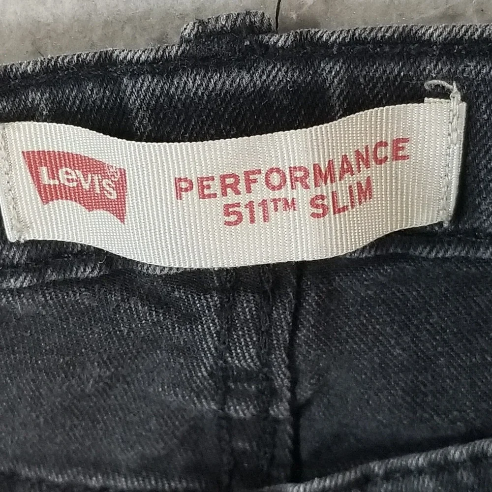 Levi's 511 jeans youth size 16 28 x 30 skinny straight black stretch denim pants
